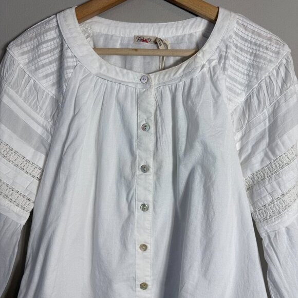Faherty Enna Button Up Blouse Top Womens XXS White Boho Flowy Organic Cotton NWT - Picture 7 of 16